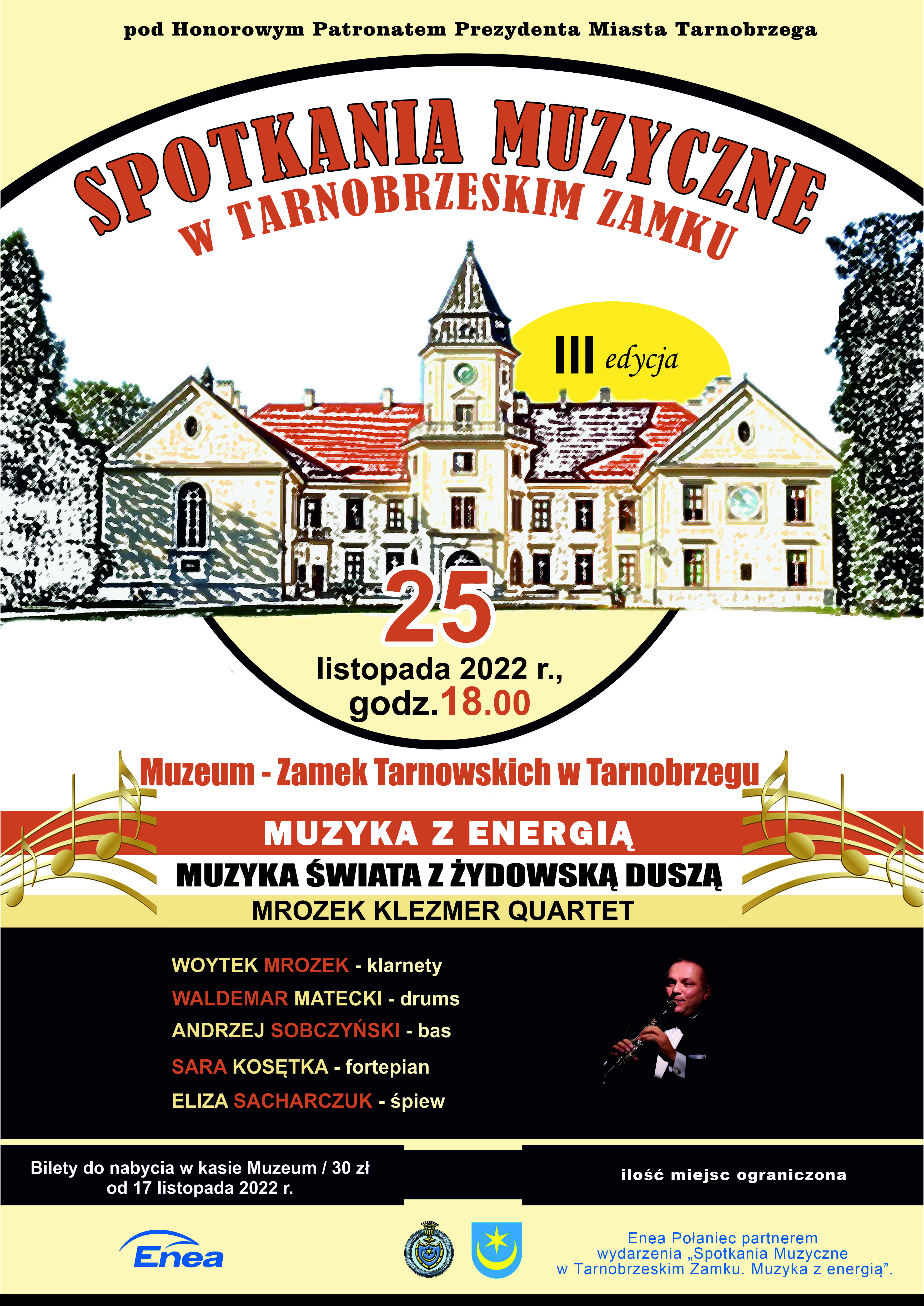 Muzeum-Zamek Tarnowskich w Tarnobrzegu zaprasza na trzecią edycję Spotkań Muzycznych w tarnobrzeskim Zamku: „Muzyka z Energią”